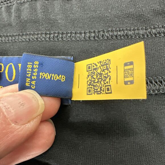 POLO Ralph Lauren Men Embroidered Gold Crest Logo Jogger Pants Black Maroon 2XLT - Picture 10 of 15